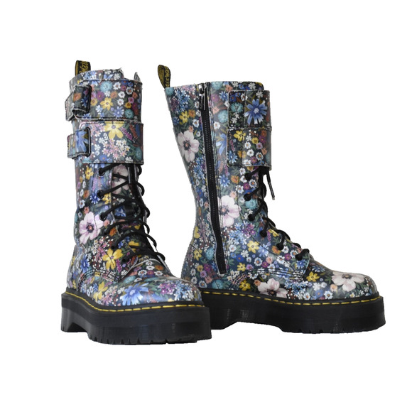 G0 Auth DR MARTENS Jagger Wanderlust Floral Multi Lace Up/Zip Combat Boots Sz 8 - Picture 1 of 8